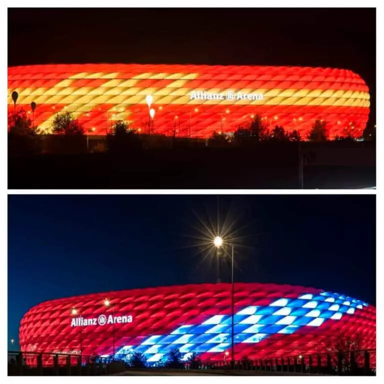 10 Curiosità sullo stadio Allianz Arena esempi di illuminazione della copertura esterna