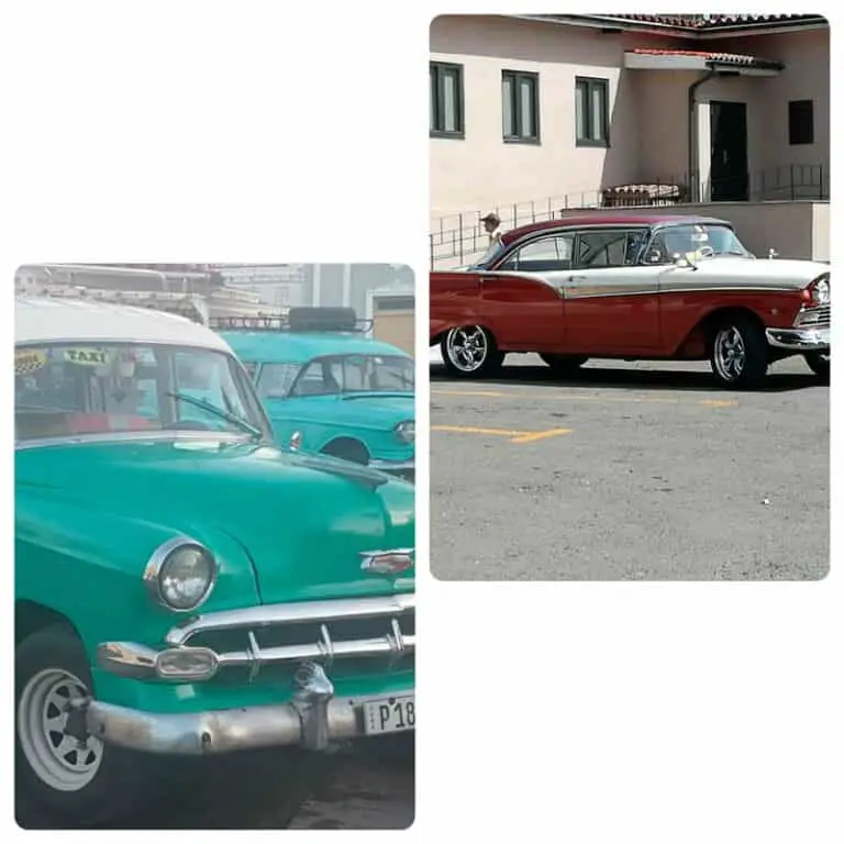 Cartolina con auto e curiosità su Cuba