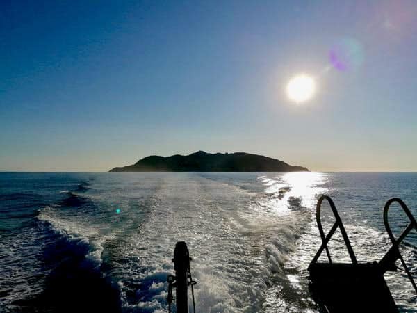 Isola carcere di Gorgona vista dal traghetto